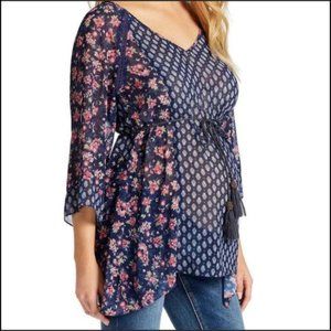 JESSICA SIMPSON || Maternity Floral Sheer Tunic L
